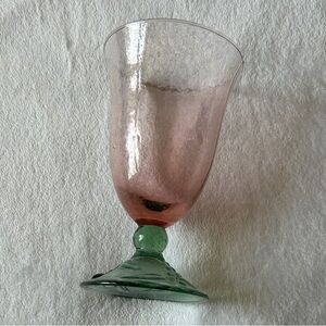 Pink and Green Textured Glass Goblet